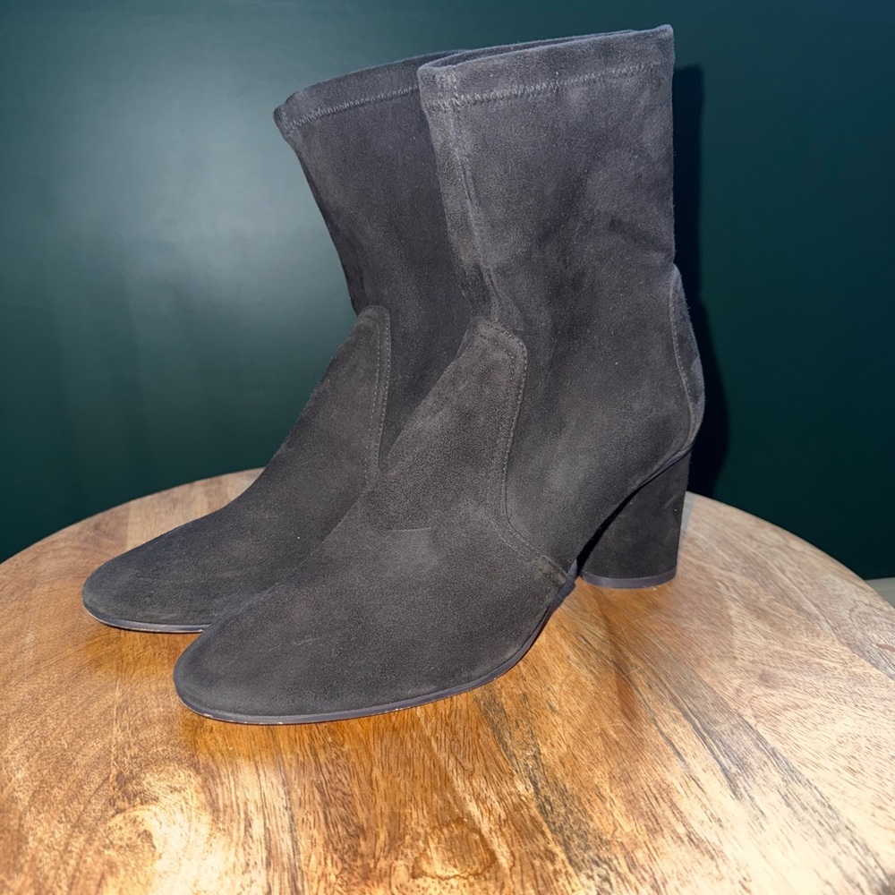 Stuart Weitzman Black Suede Heeled Boots